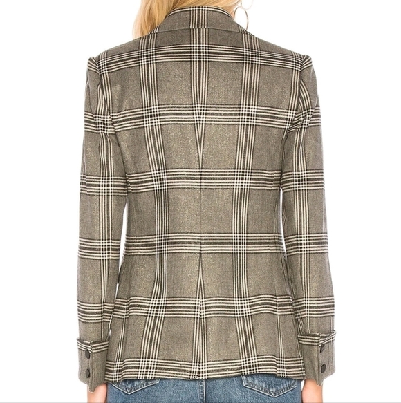 Alice + Olivia Paulene Plaid Wool Blend French Cuff Sparkle Blazer Size 2 - Picture 12 of 17
